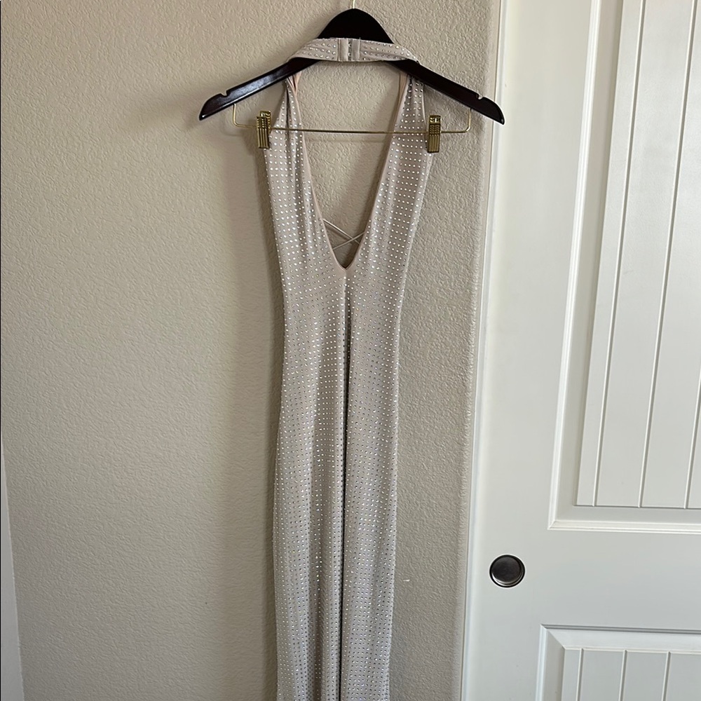 Babyboo Elegant Silver Halter Dress